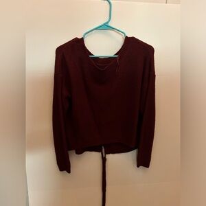 Burgundy sweater with tie on back